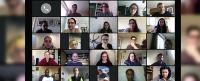 Members and advisers of the COVID-19 Student Service Corps at an online meeting
